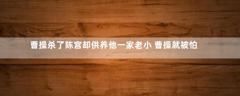 曹操杀了陈宫却供养他一家老小 曹操就被怕日后被报复吗